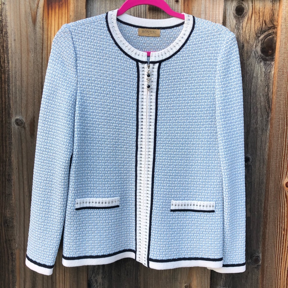 MONTINI Full ZIP Knit Sweater Jacket/Blazer